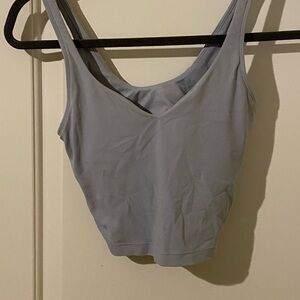 Lululemon Pale Blue Scoop Neck Cropped Sports Bra